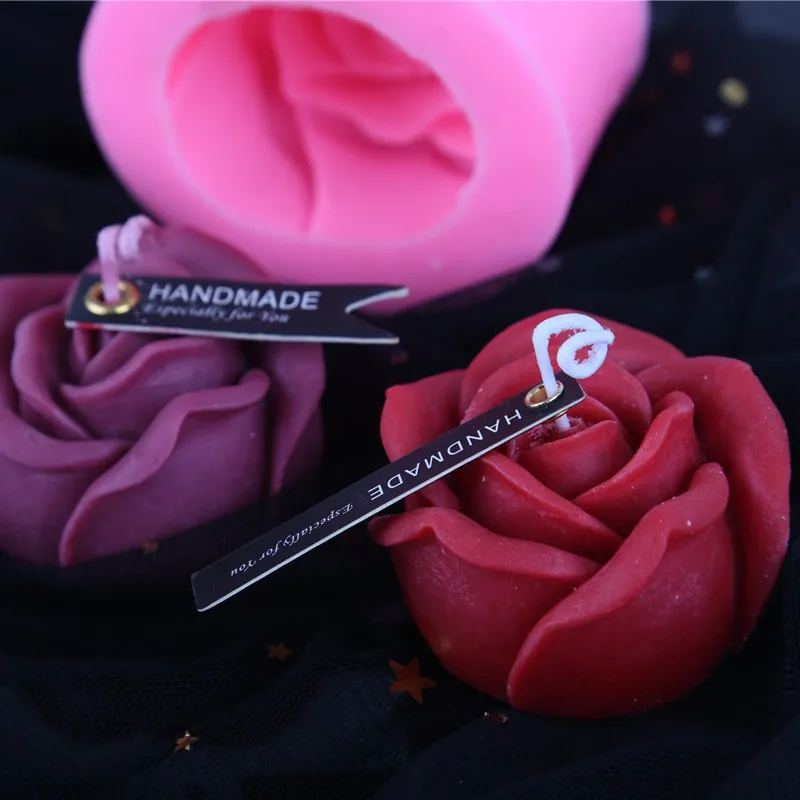 rose flower DIY Plaster candle Mould For home Decoration Silicone Candle Molds Bee wax candle mold