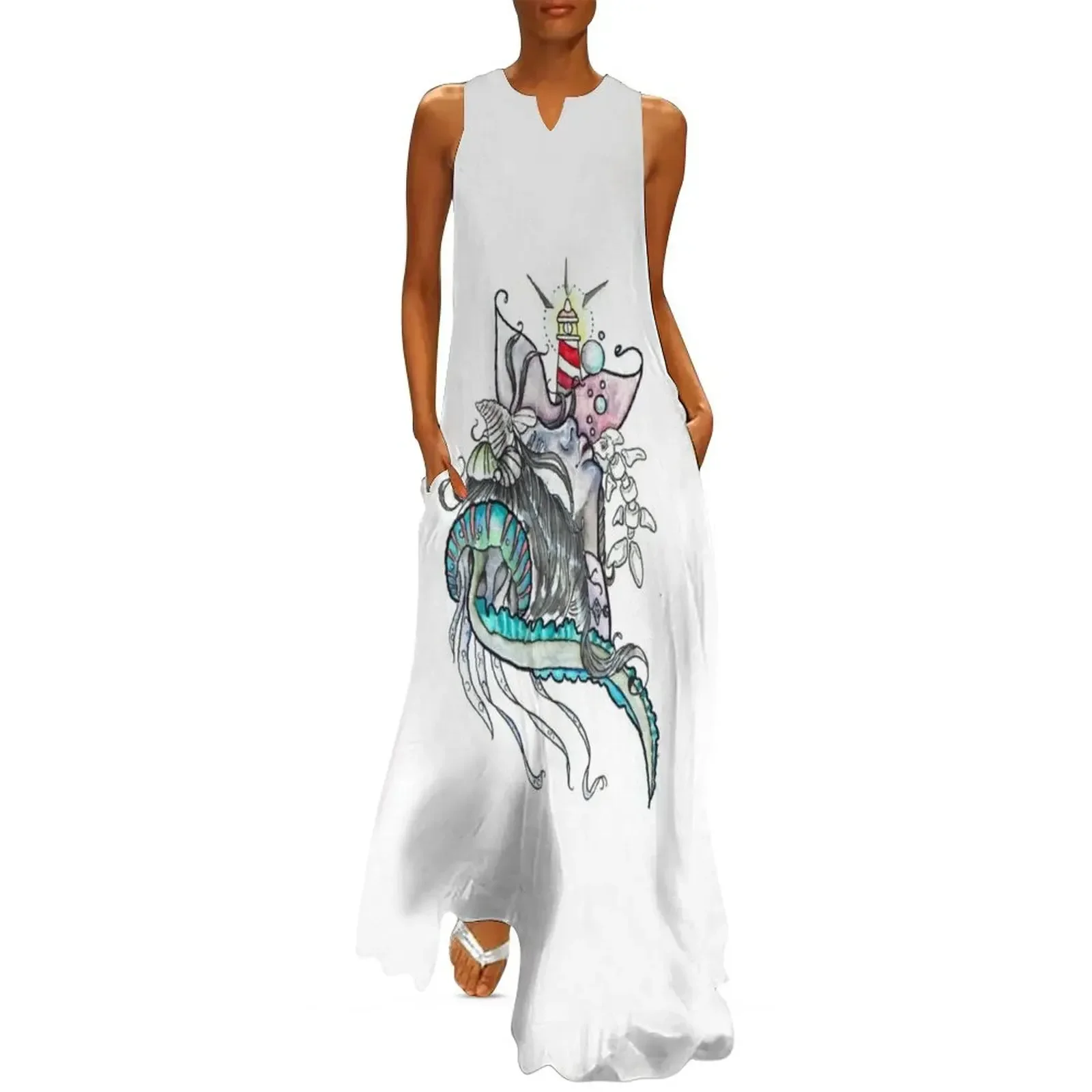 

Lady of the Ocean Long Dress women's elegant loose dresses sexy dress women clothes Dress