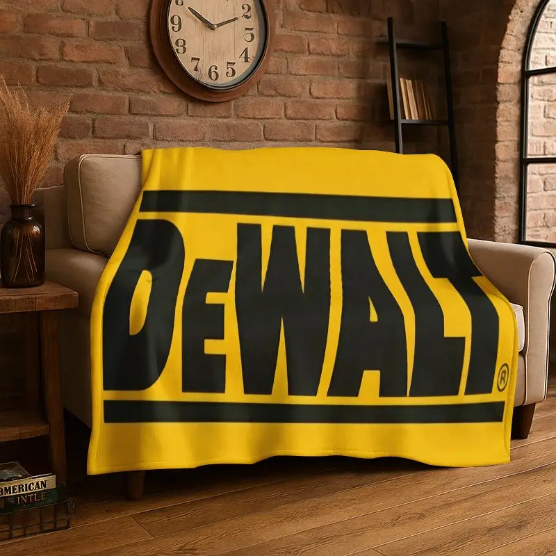 Retro D-DEWALT Electric Tools Logo Soft Flannel Throw Blanket,Warm Cozy Blanket for Bed,Couch,Sofa,Bedroom,Living Room,Camping