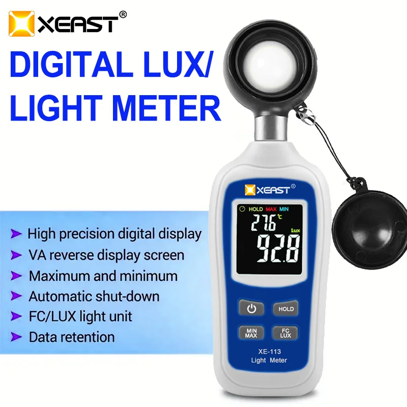 XEAST XE-113 Mini Light Meter 200 000 Lux 20000Fc Photometer Digital LED Light Lux Meter Enviromental Tester Professional