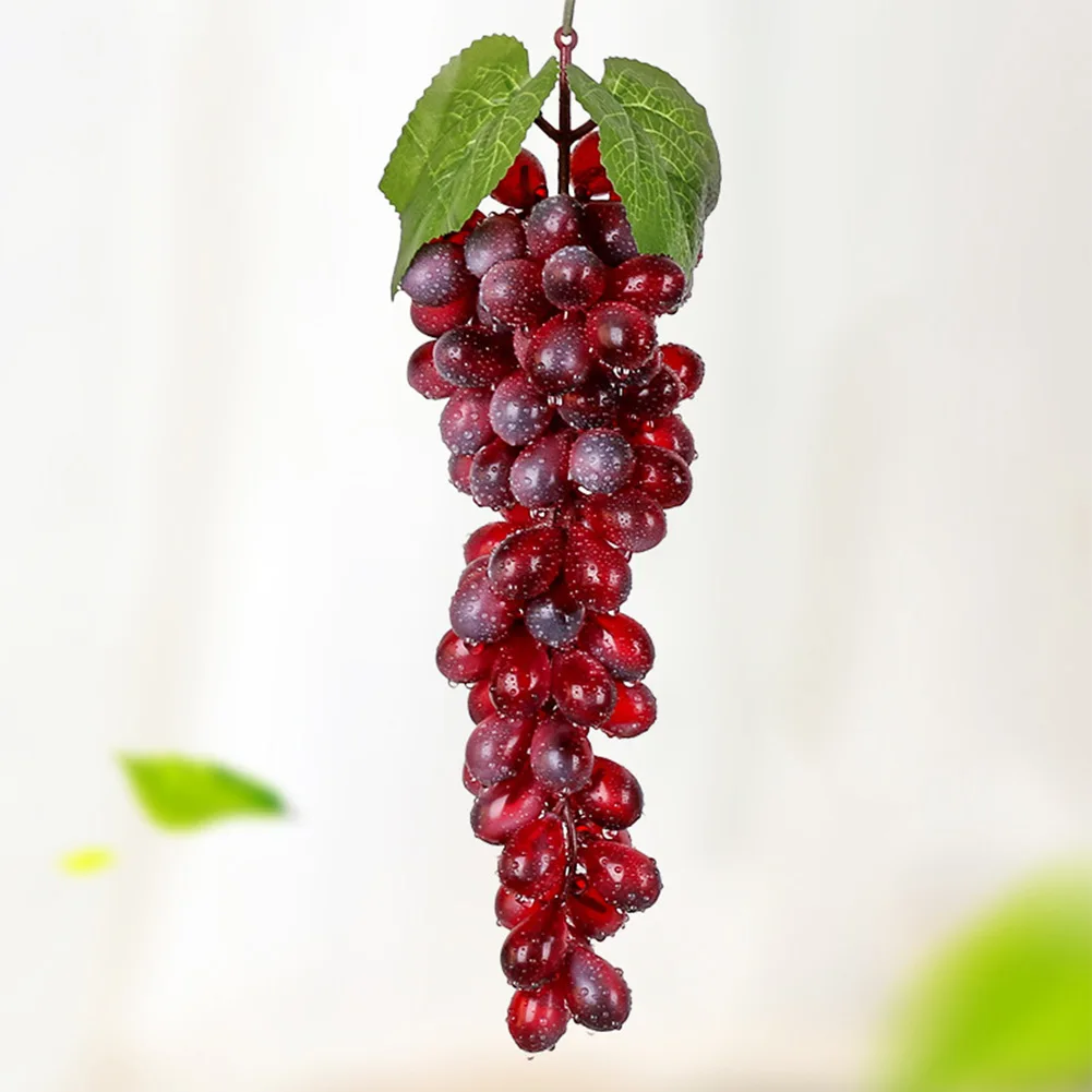 1pc Bunch Grape Artificial Fruit Food Lifelike Fake Fruits Plant 85 Grapes For Wedding Party Home Office Decoration Accessories