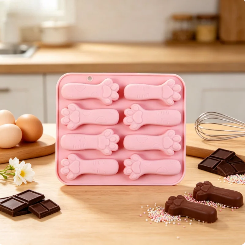 1pc 8-cavity cat paw silicone mold non-stick easy demold realistic shape for cat party cake creative dessert tool