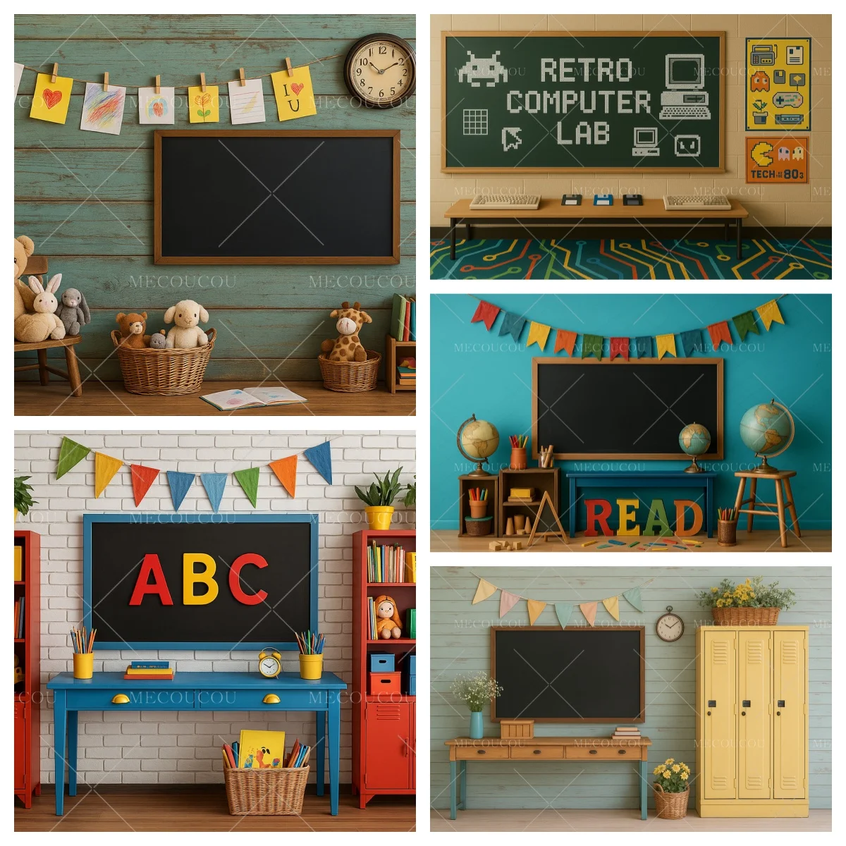

2025 Back To School Chalkboard Classroom Backdrop Graduation Kids Children Birthday Portrait Decor Photo School Supplies Studio
