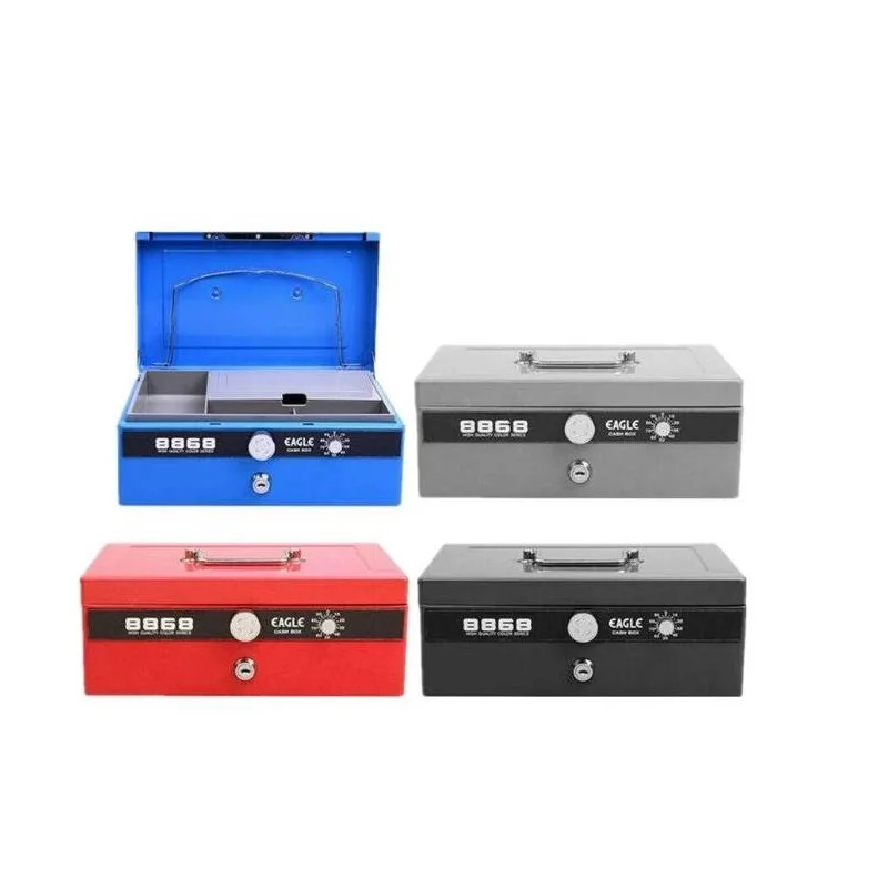 27.5cm*16.5cm*10.5cm Portable Code Lock Large Metal Vault Mini Cash Boxes Password Safe Deposit Key Box