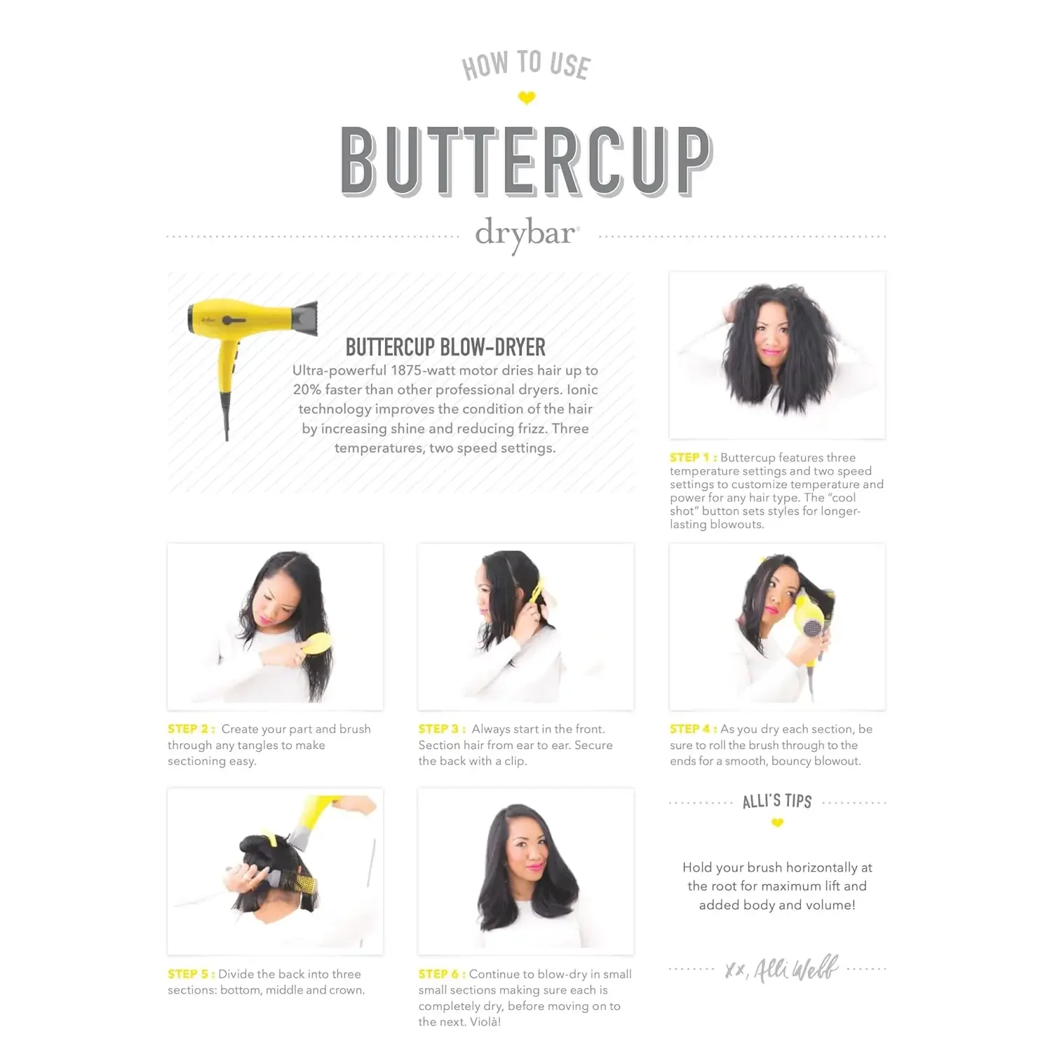 Sèche-cheveux Buttercup jaune