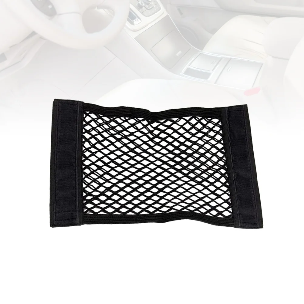 Car Trunk Double Net Bag Super Big Car Seat Back Storage Bag Net Mesh Car Poking Holder Pocket Organizer Car Trunk Bag (Black)