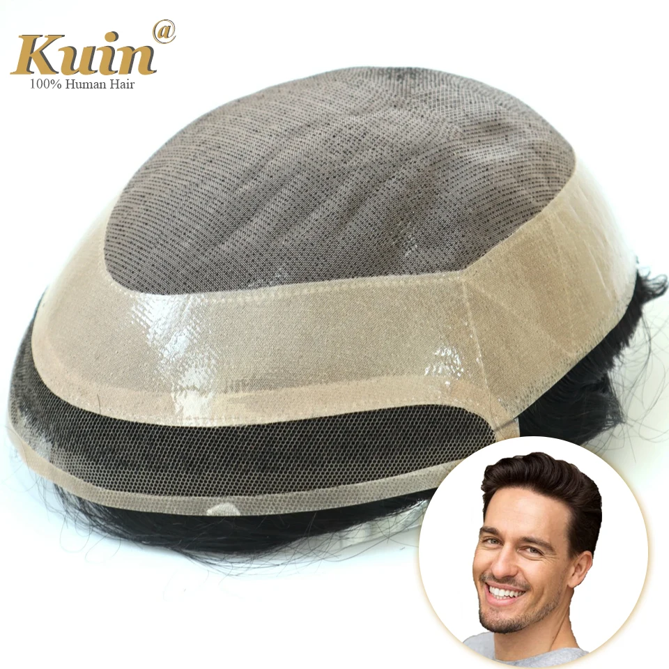 

Durable Mono NPU Toupee Hair Replacement System Unit Lace Front Male Wig Prothesis 8x10 Human Hair Toupee Natural Color Men Wig