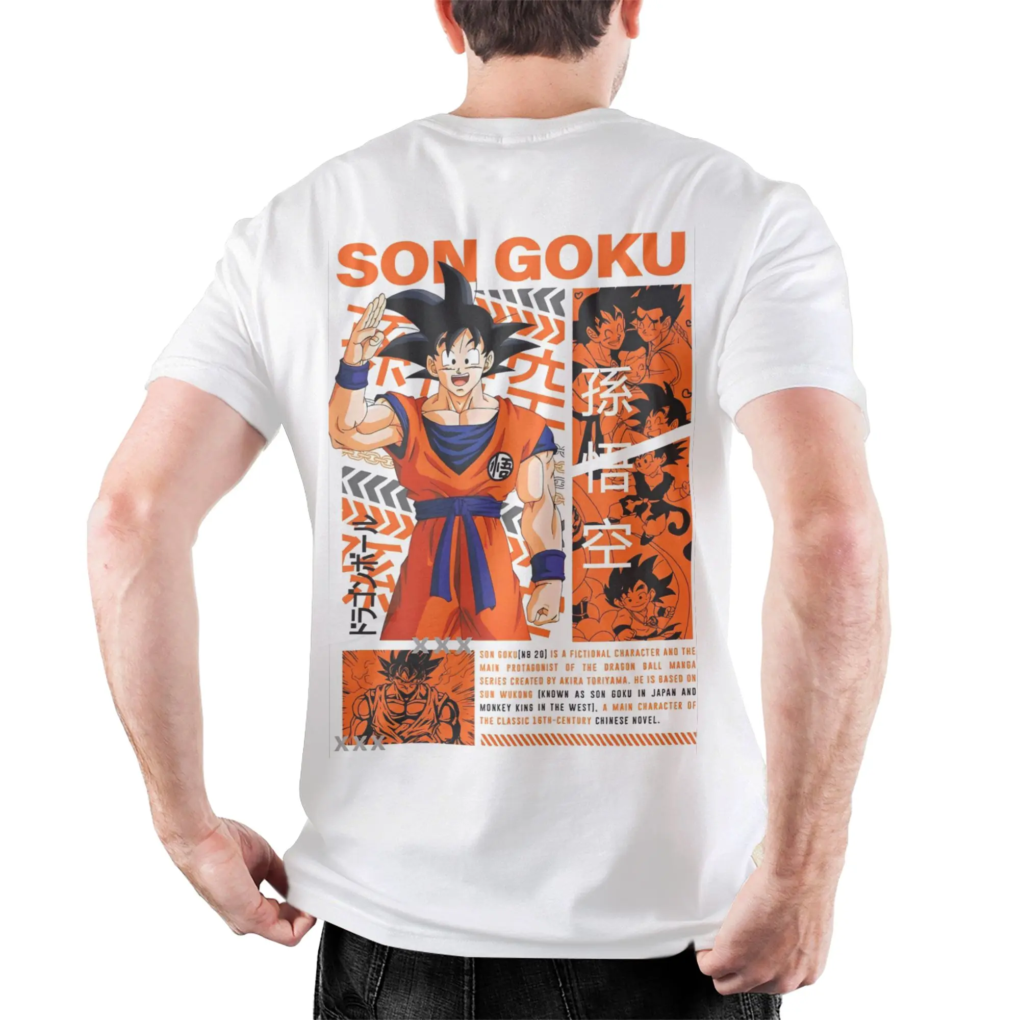 Camiseta Dragon Ball Z Super Saiyan Son Goku para Homens e Mulheres 100% Algodão Vintage Camiseta de Gola Redonda Roupas Plus Size