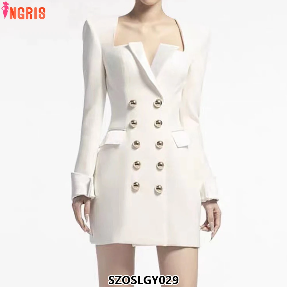 

Best Selling Office Ladies Fashion Dress Long Sleeve Double Buckle Mini Skirt-SZOSLGY029