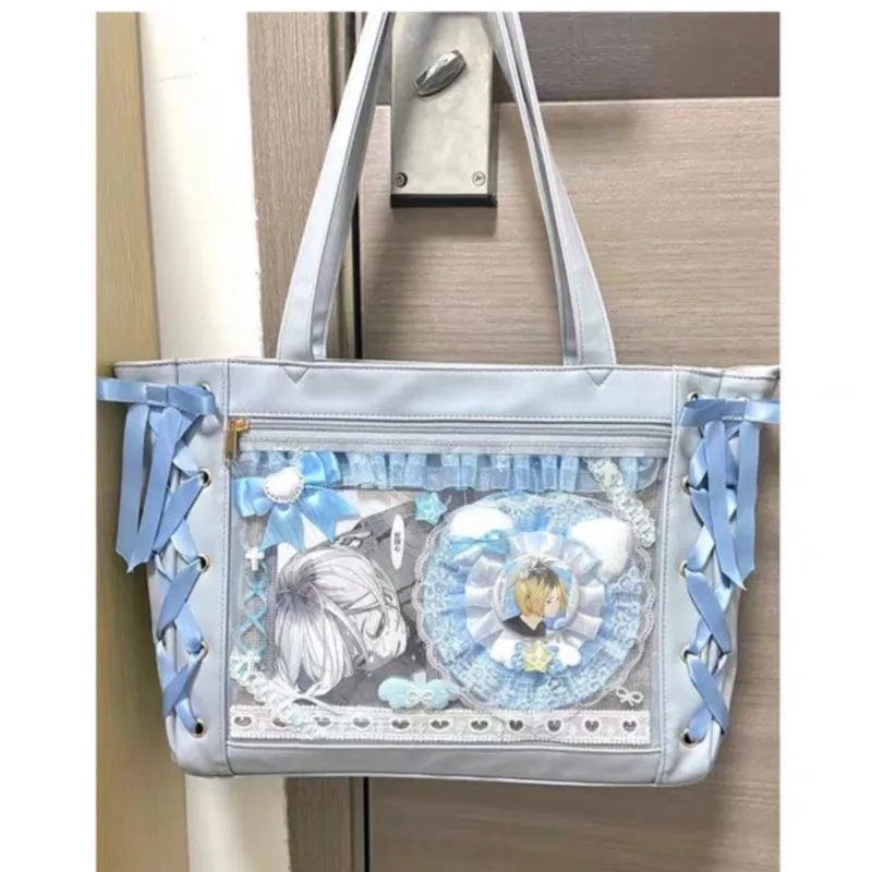 Girls Lolita Pink Ita Bags Japanese Style Women Sweet Transparent Handbag Large Capacity Kawaii Shoulder Bag Harajuku Itabag New
