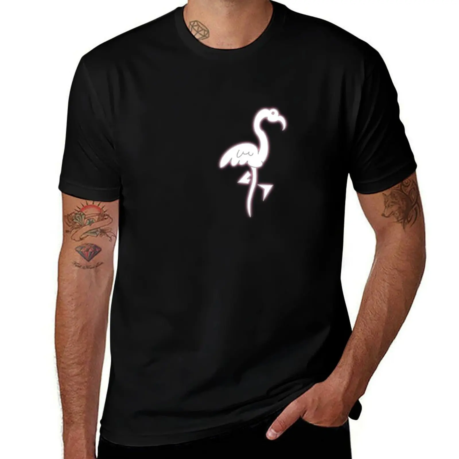 Flamingo White Hot T-Shirt Outdoor Sports Short Sleeve Top T-Shirt