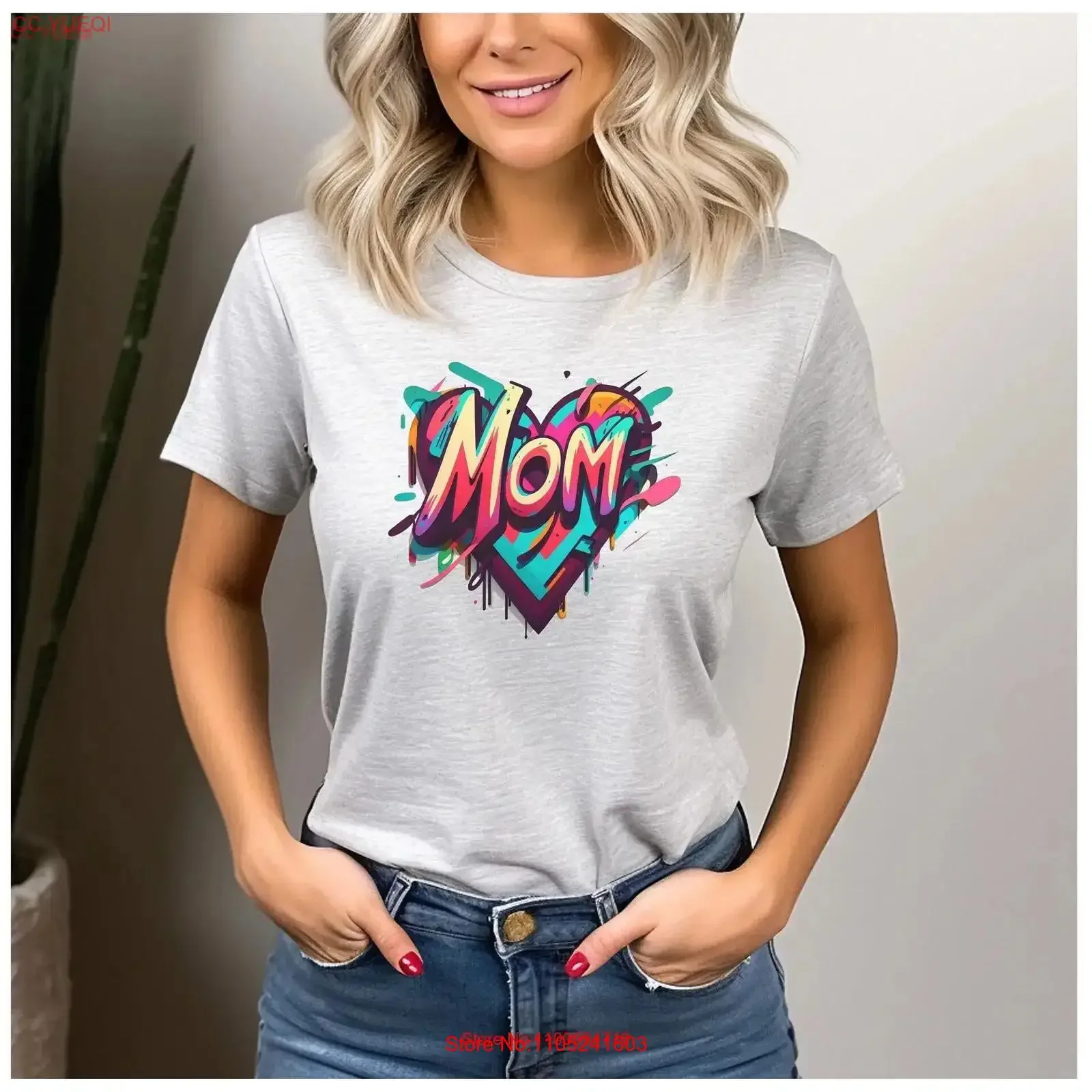 Mom Graffiti Heart T Shirt Mother's Day Women's For Mothers Best Ever vintage Washed Unisex Top For Everyday Wear homme Stylish