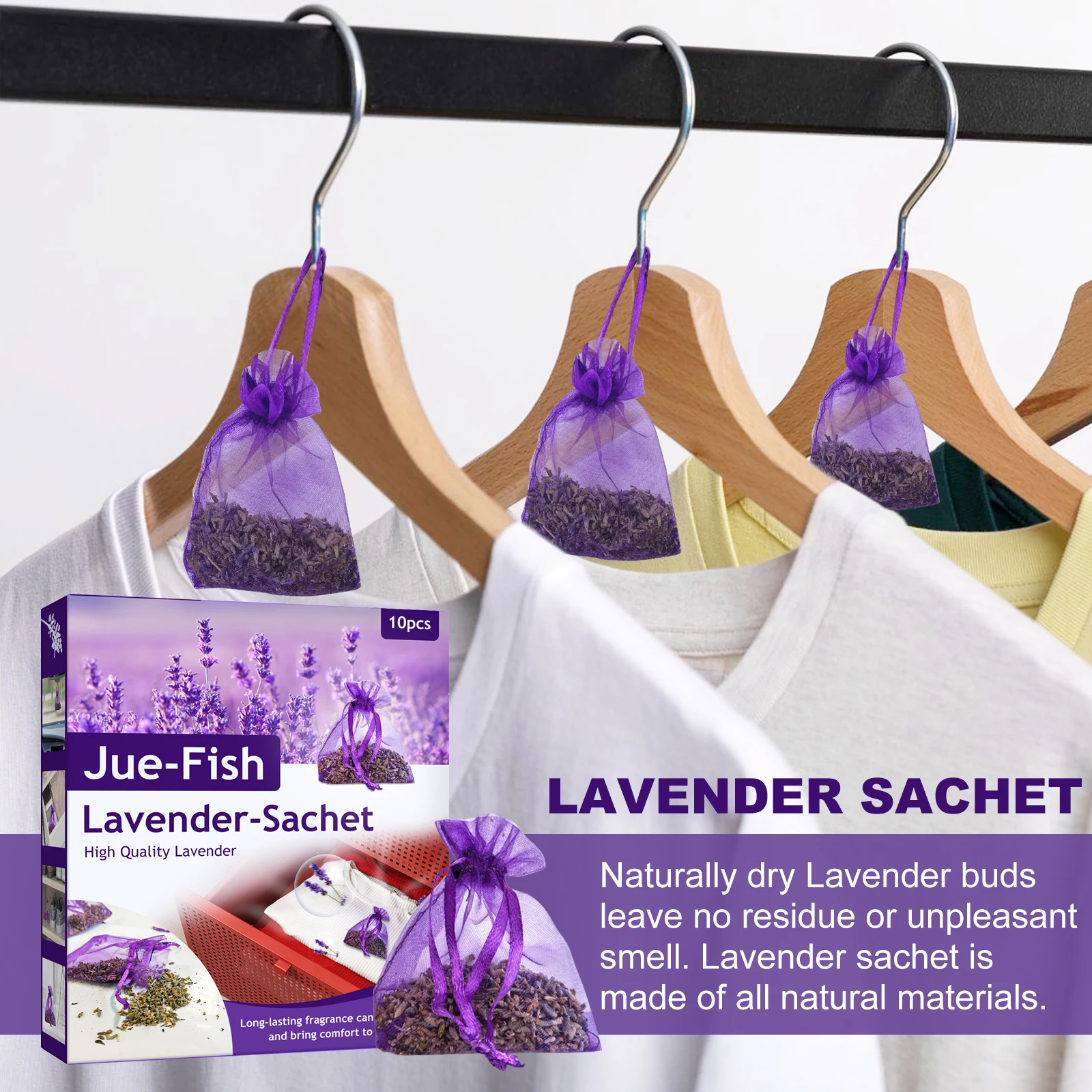 Lavender Sachet - Fragrance Car Drawstring Bag Odor Removal Sachet Car Home Wardrobe Shoe Cabinet Toilet, Natural Dried Lavender Flowers Sachets Bags for Drawers and Closets, Aromatherapy Air Freshener for Pillow, Car, Shoe, Calming Sleep Herbal Fragrance