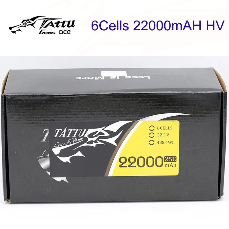 TATTU 22000mAh 22.2V 6S LiPO Battery Burst 25C for Big Load Multirotor FPV Drone Hexacopter Octocopter