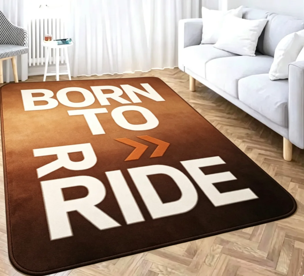 BORN TO RIDE Motorcycle Carpet Garage Mat Racing Motorcycle Display Mat Cool Moto Display Hallway Anti-slip Home Decoration