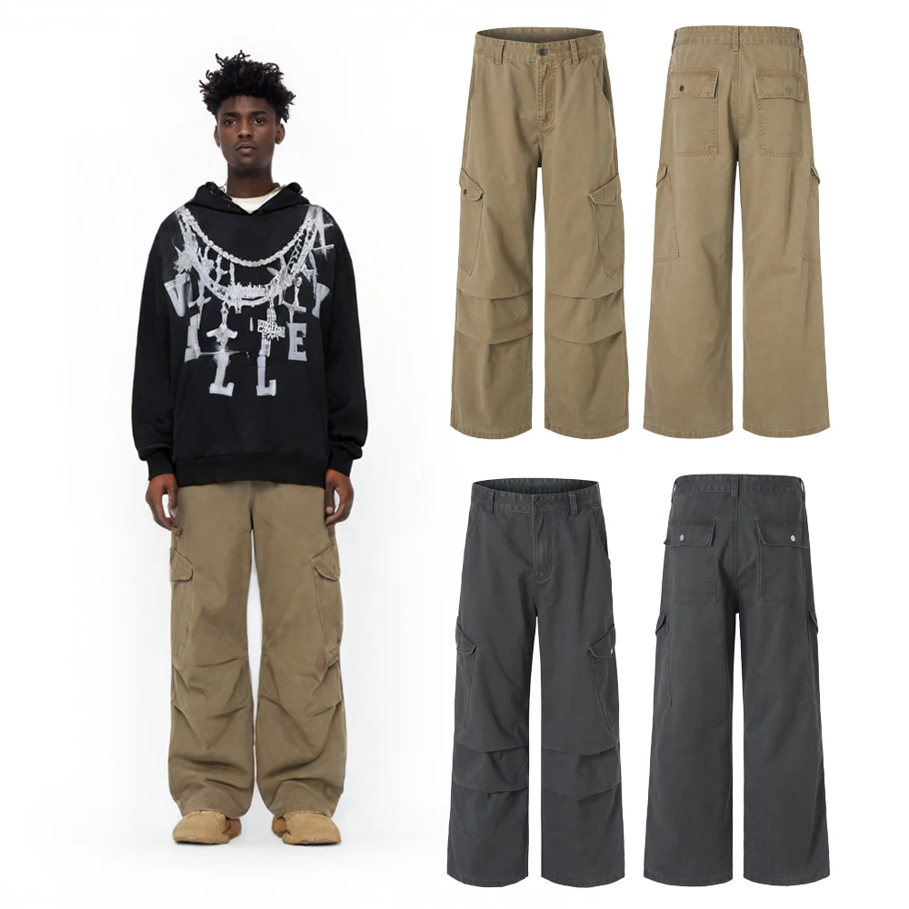 

Street Wear Retro Vintage Cargo Baggy Pants Cotton Trouser Japanese Harajuku Hip Hop Street Style Y2k Clothes Man's Casual Pants