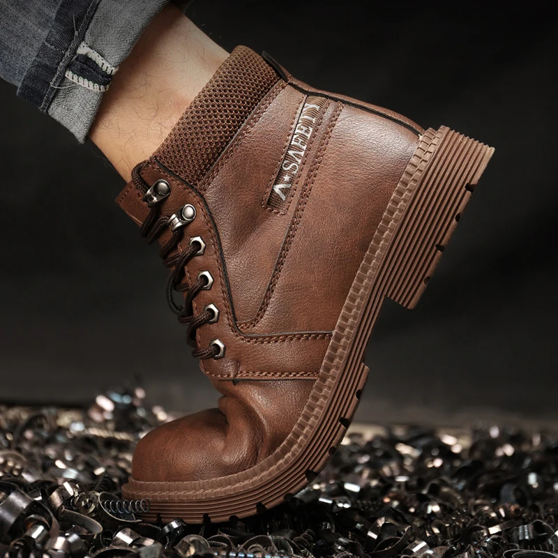 Bottes de travail imperméables à bout en acier, chaussures de protection Anti-écrasement, unisexes, antidérapantes, pour l'extérieur, indestructibles, taille 36-47