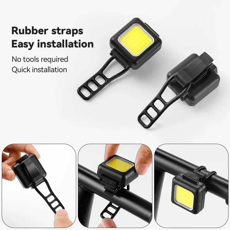 New Bicycle Front Rear Mini LED Light Set USB Rechargeable Cycling Headlight Taillight Light COB Lamp Bead Waterproof Bike Lamp