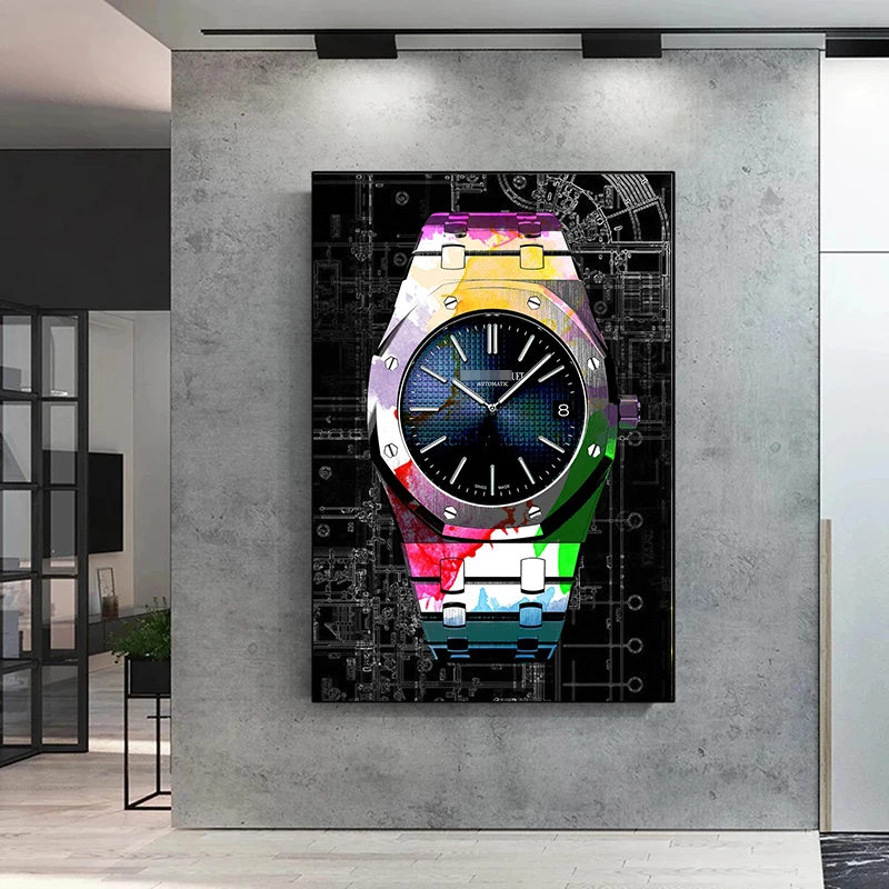 Colorful Wrist Watch Graffiti Canvas Painting Pop Art Posters and Prints Fashion Wall Art Pictures For Living Room Home Decor