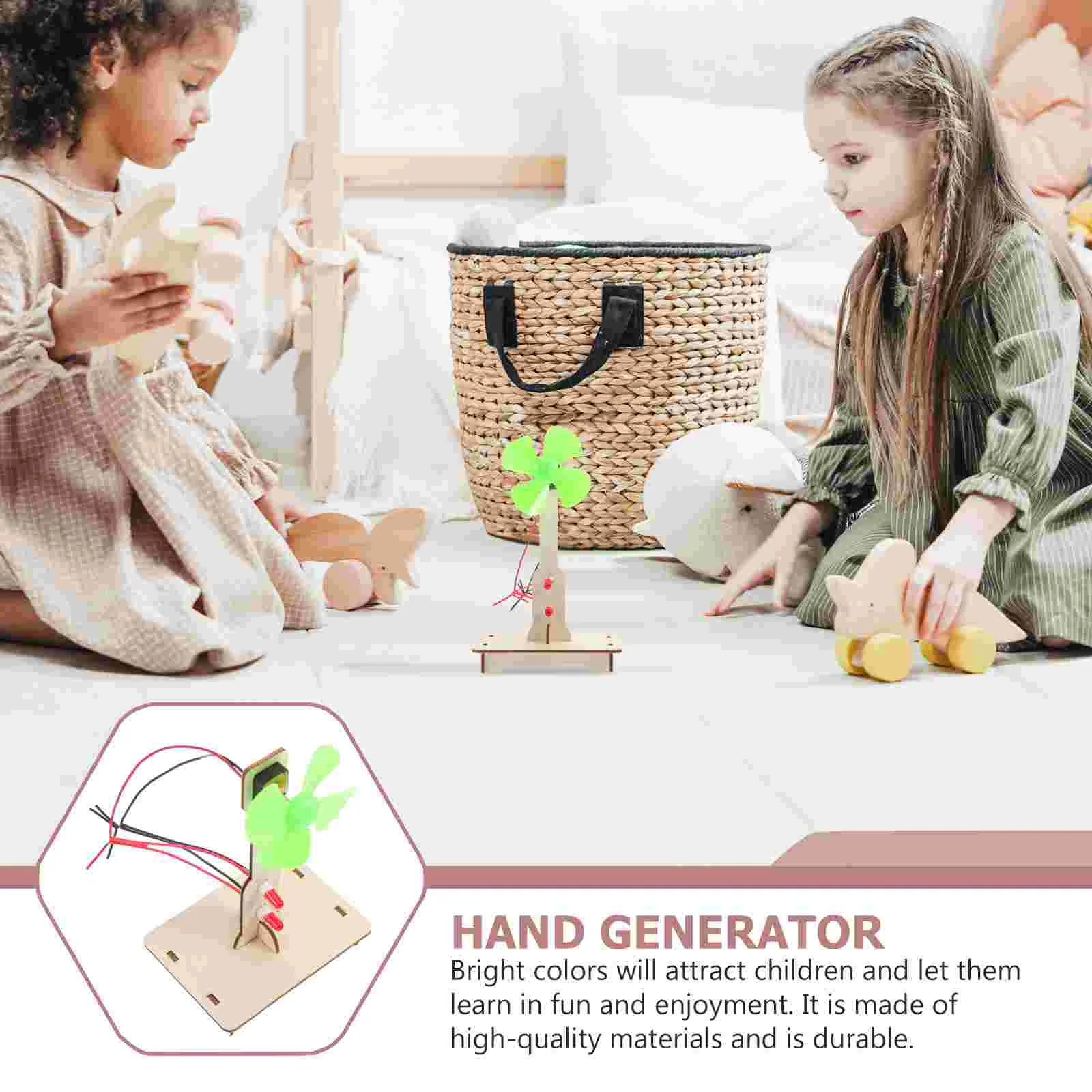 Experimental Toy Educational Science Tools Model Kids Playthings Wood Toys Hand-made Wind Generator DIY