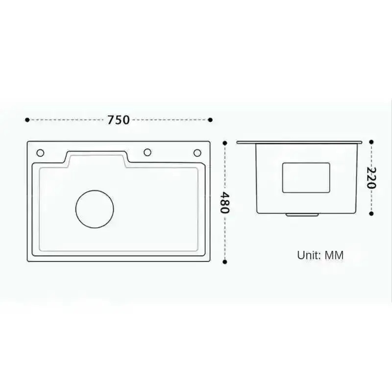 

Modern Silver Sink for Kitchen Stainless Steel Three-hole Kitchen Sinks Creative Household Nano Sinks for Balcony