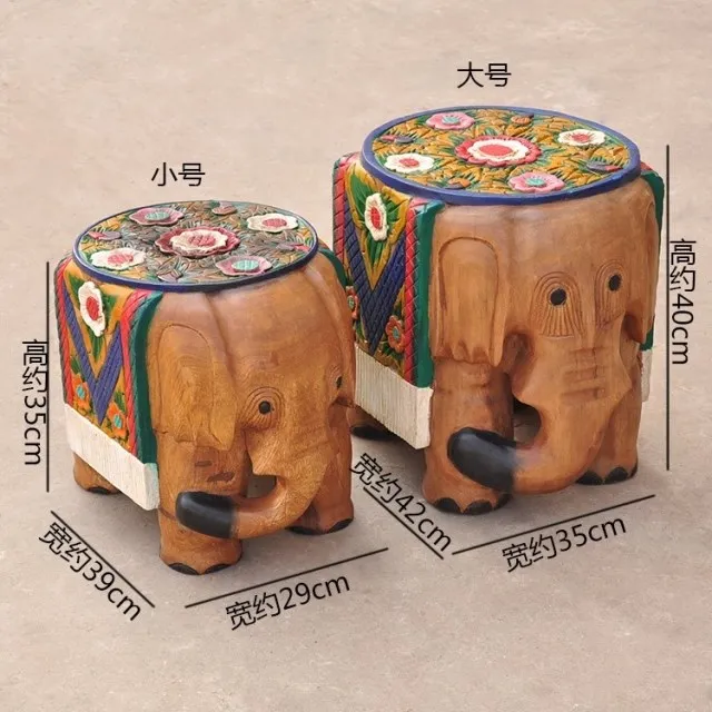 new Colored log elephant stool lucky ornament foyer furniture stool