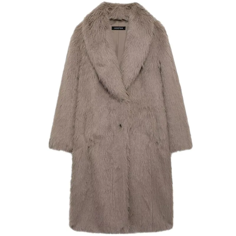 

Fall Winter New Arrival Women's Long Faux Fur Effect Plu Coat Jaet Commute Sle Mid-Length Sve Other Material 00%