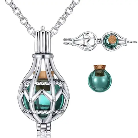 Hollow Urn Necklace for Ashes for Women Memorial Locket Pendant Jar Keepsake Cremation Jewelry for Women Men