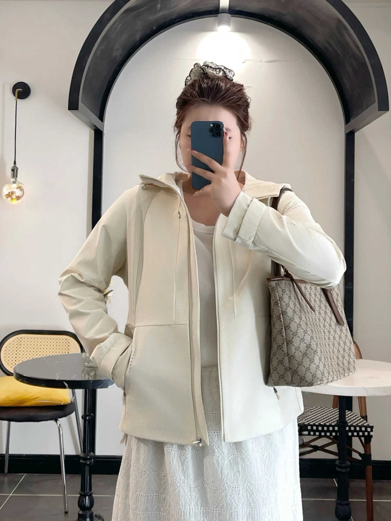 

plus Size Women's Hooded Jacket Spring New Style Commuter Wind Slimming Top Thick Sister Nylon Spandex Casual Straight Cut