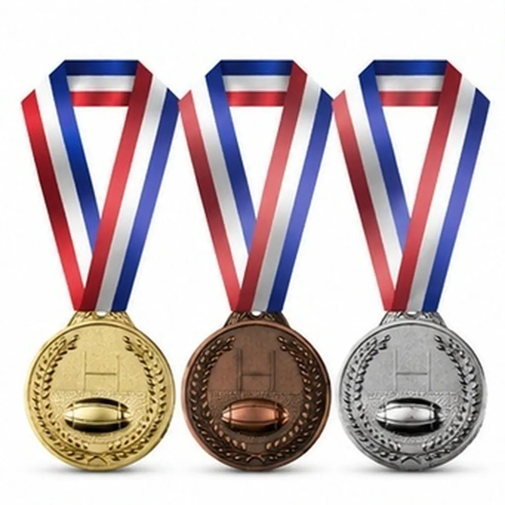 3Pcs Rugby Medals Award for Sports Match Competition Party Favors Award Medals Encouragement