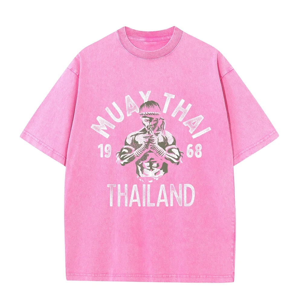 Muay Thai Thailand Vintage Tiger Fighter Training Gift T-Shirt Camisa Masculina Men's Clothing Women's Graphic T Shirt Short