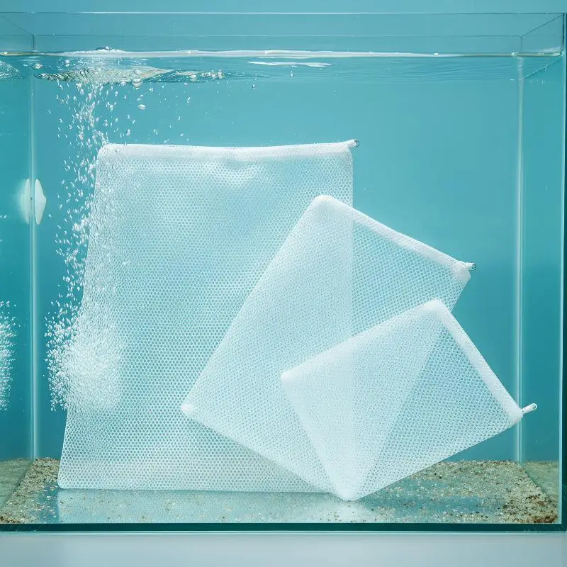 Aquarium Filter Net Bags Reusable Fine Filter Media Bags With Zipper For Aquarium Filtration Bio Ball Carbon Isolation Storage