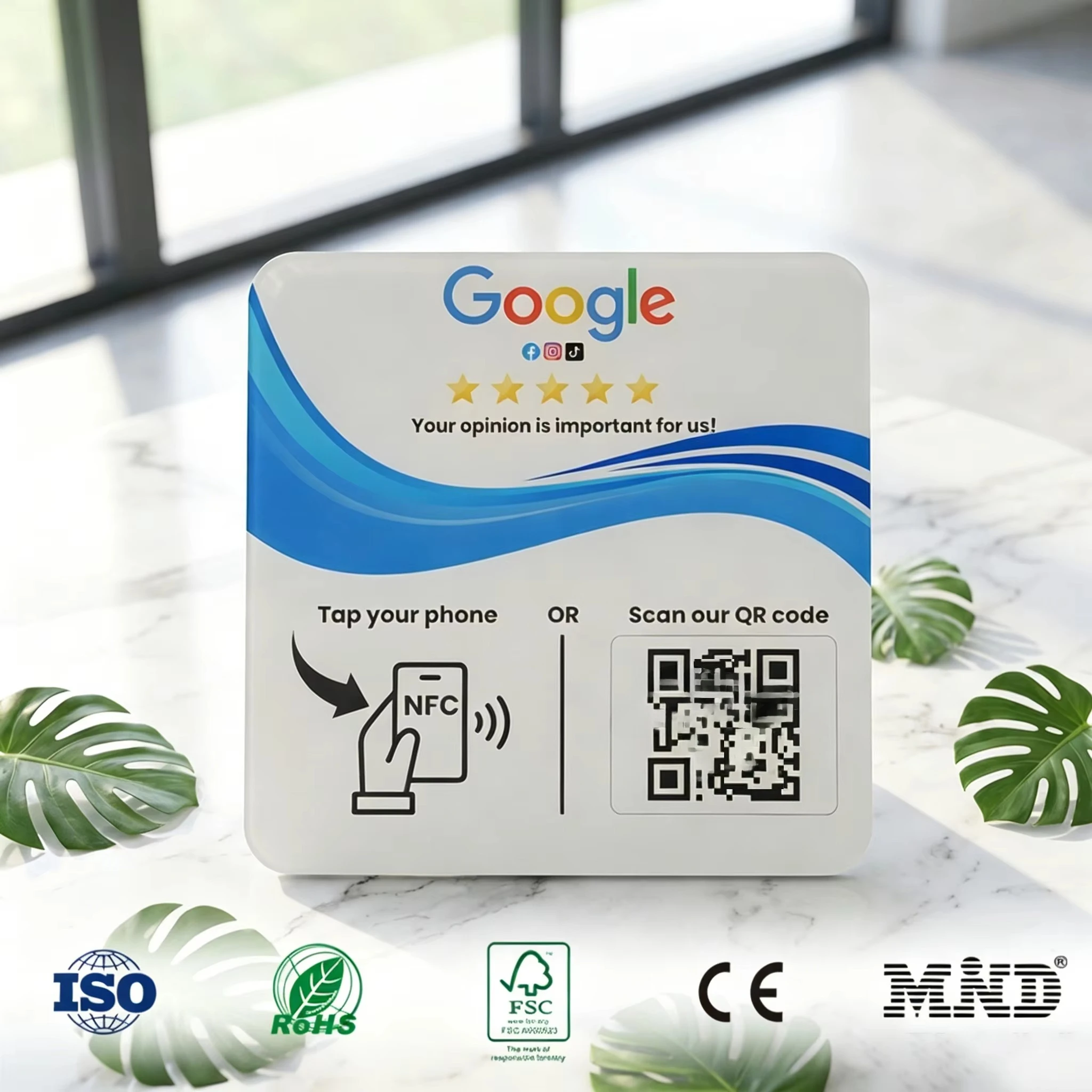 NTAG 215 Multi-platform Social Media Google Comment NFC Patch with 3M Adhesive Backing