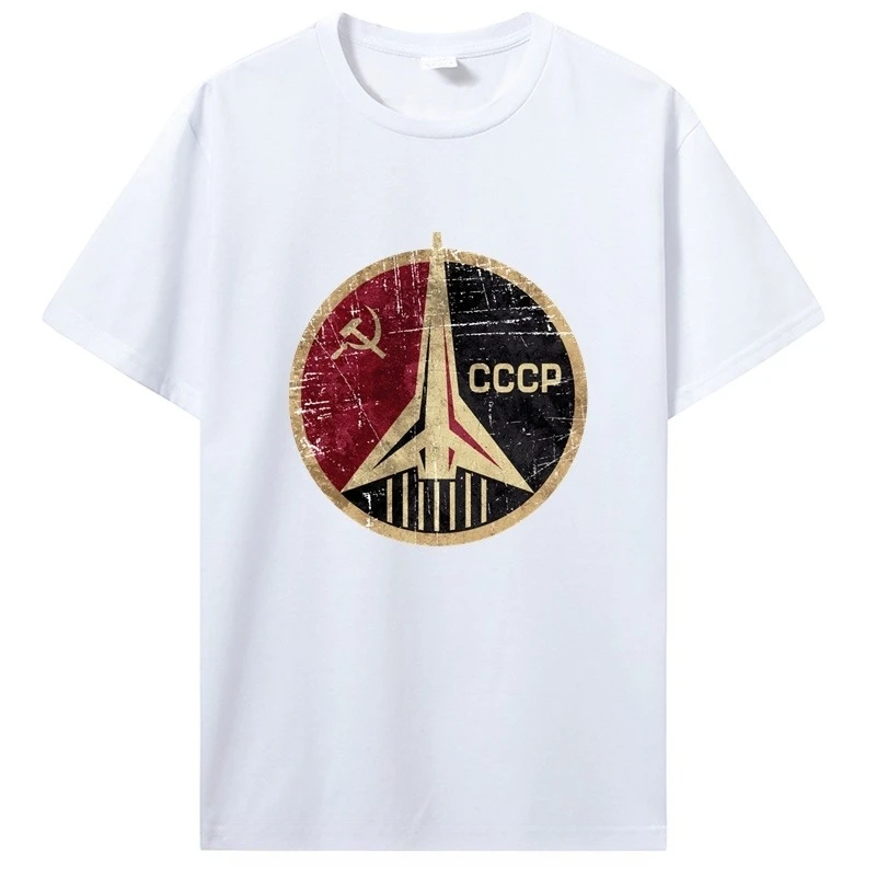 Vintage Russia CCCP Yuri Gagarin T-Shirt Men Clothing Group Team Soviet Retro Tshirt Sputnik Space Exploration Program T Shirt