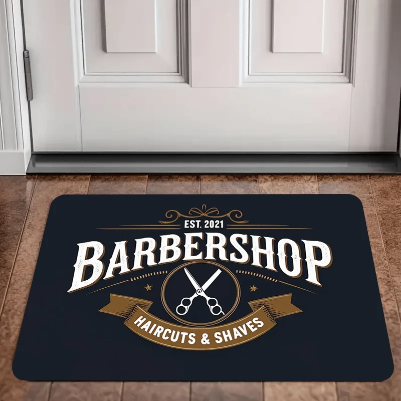 Barber‑Shop Printed Rug, Retro Decor for Living‑Room, Bedroom, Doorway & Indoor Home Use