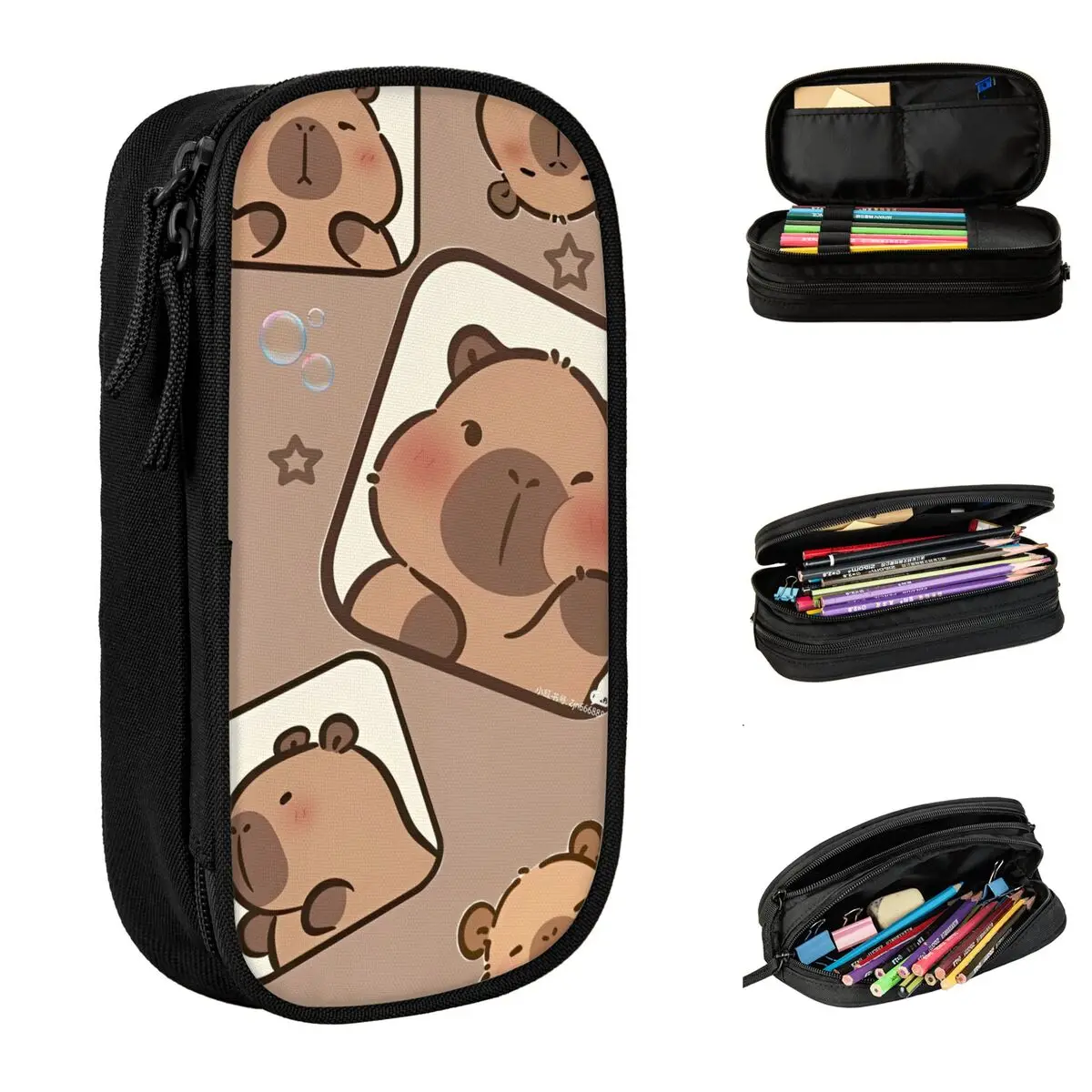 

Cute Capybara Pencil Case Back To School Pencil Cases Double Layer Students Cute Big Pencil Pouch School Supplies