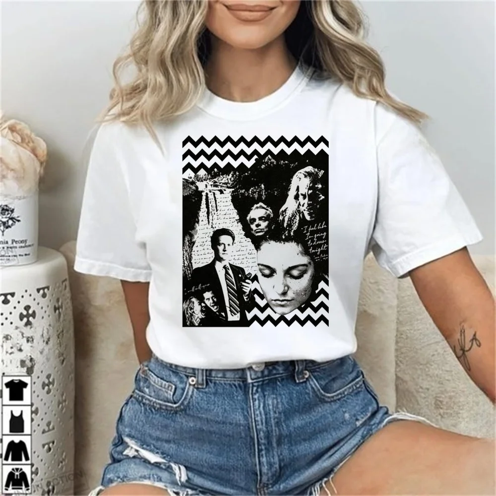 Twin Peaks shirt female cute Retro streetwear scene  top tees japanese anime graphic baddie grunge