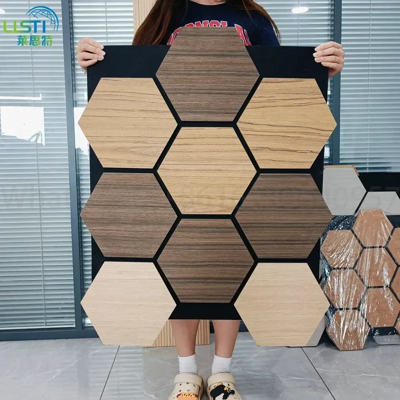 Custom Size Walnut Hexagon Home Decor Wall Panels Trending Products 3D Acoustic Panel Soundproof Wall