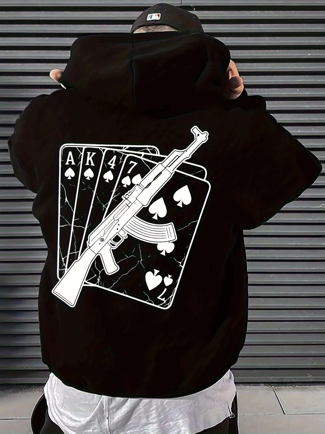2026 New Cool AK47 Print Autumn Winter Models Men's Fleece Windproof Warm Cotton Oversized Hoodie Outdoor Commuter