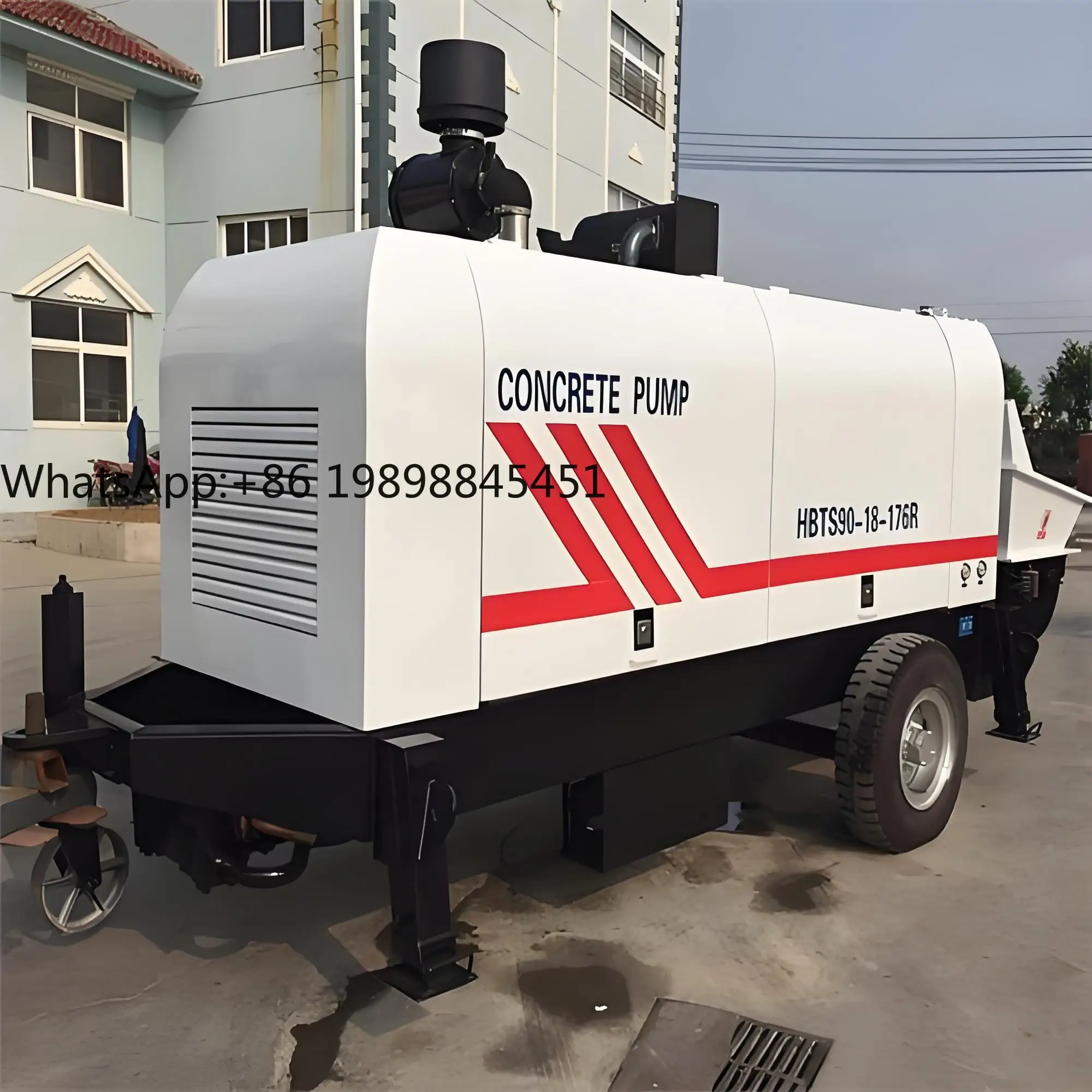 Fabricação nova bomba de concreto de potência de motor elétrico/diesel 90m3 com tubos de entrega de 100 metros bomba poderosa de boa qualidade