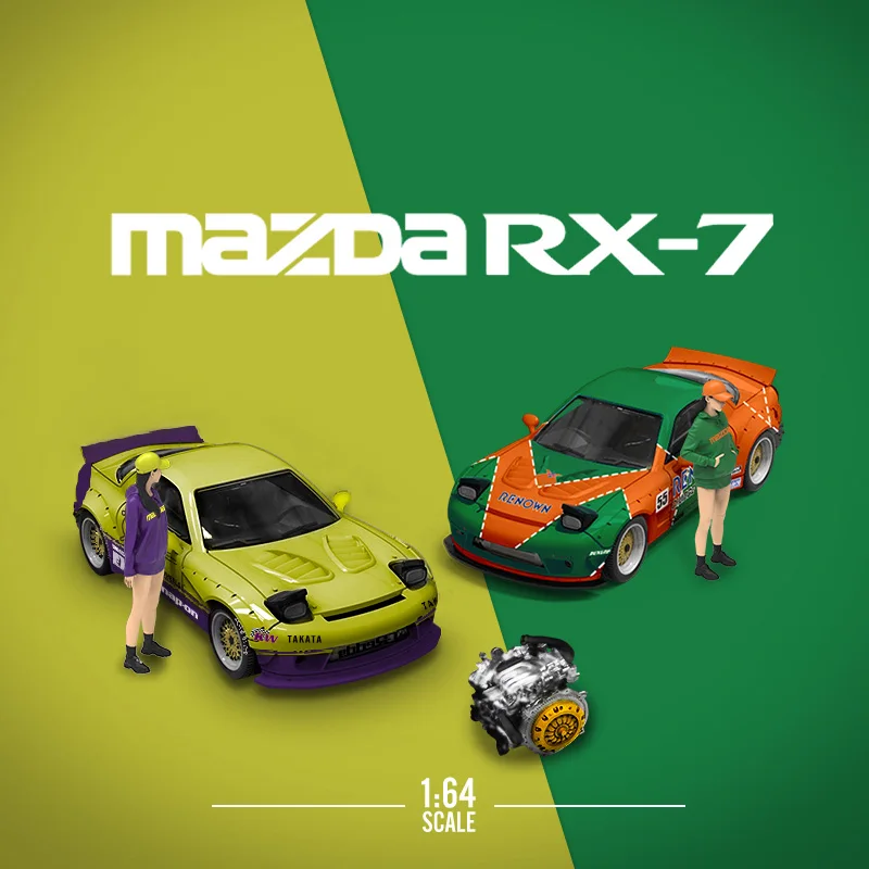 

TimeMicro масштаб 1:64 литая металлическая модель автомобиля Mazda RX-7, классические коллекционные сувенирные подарки для взрослых, статический дисплей