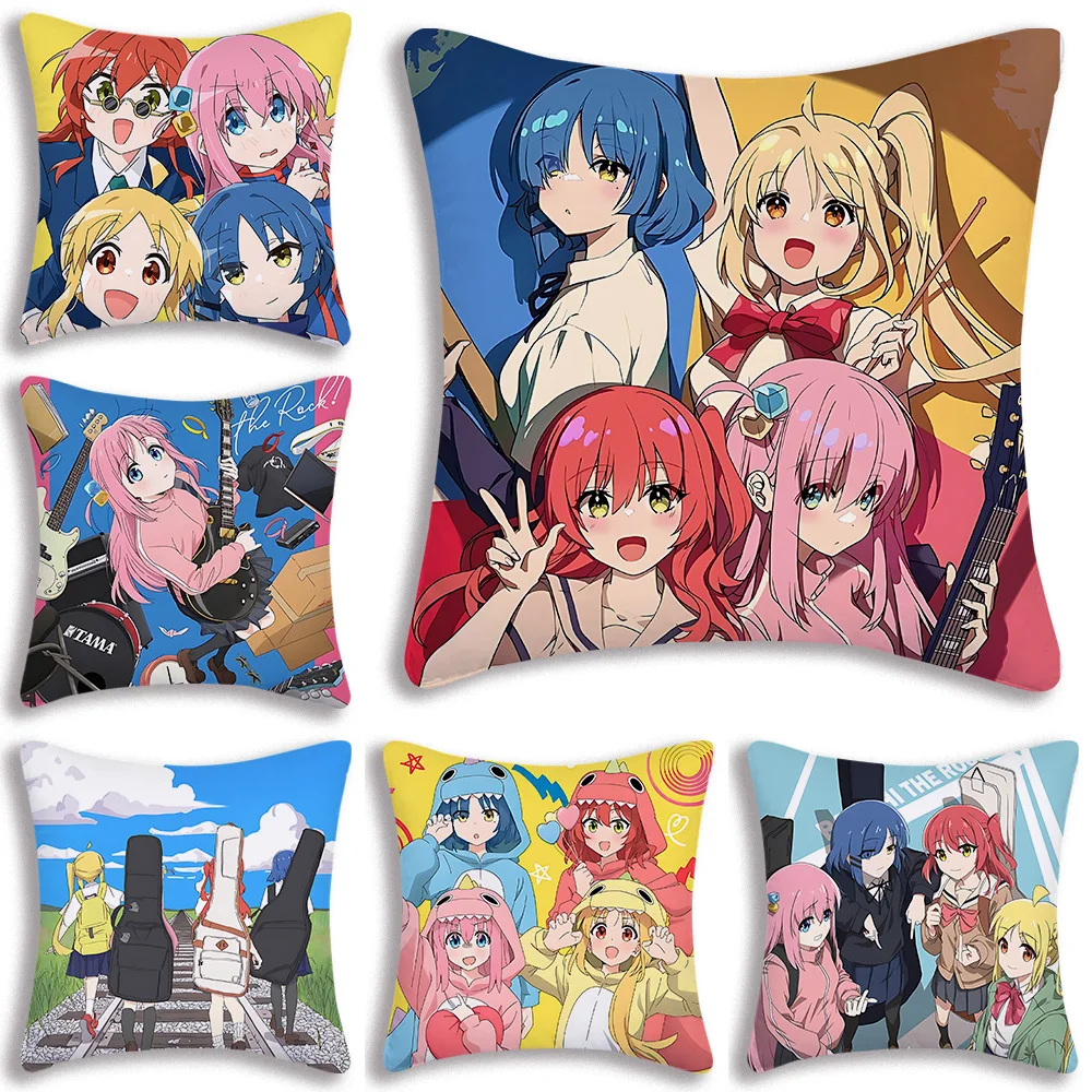 Hot Anime Bocchi the Rocks Pillow Covers Cartoon Sofa Decorative Home Double-sided Printing Short Plush Cute Cushion Cover