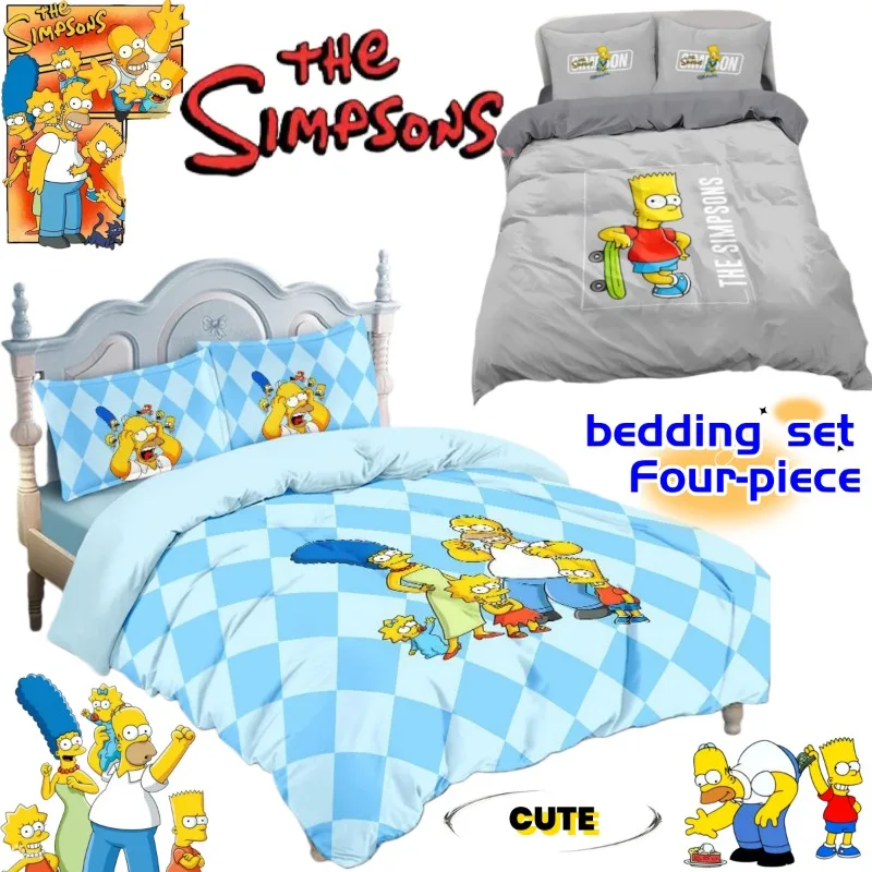 The Simpsons Bart Homer Maggie Anime Zweidimensionales Bettwäsche-Set Vierteiliges Set Junior High Dormitory Bettbezug Dreiteiliges Set – Detail 1
