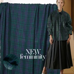 Redraspberry Blue Green Plaid Prinited Double-deck Cotton Linen Voile Materials Summer Dress DIY clothes fabrics Freeshipping