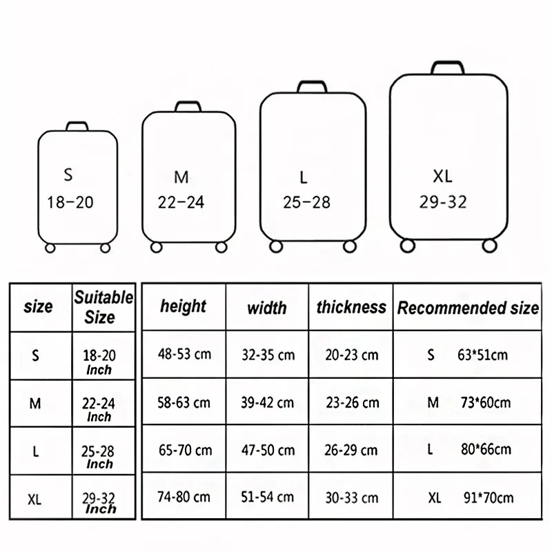 Bagagehoes Stretchstof Kofferbeschermer Bagage Stofhoes Geschikt voor 18-32 inch koffer Reisorganisator