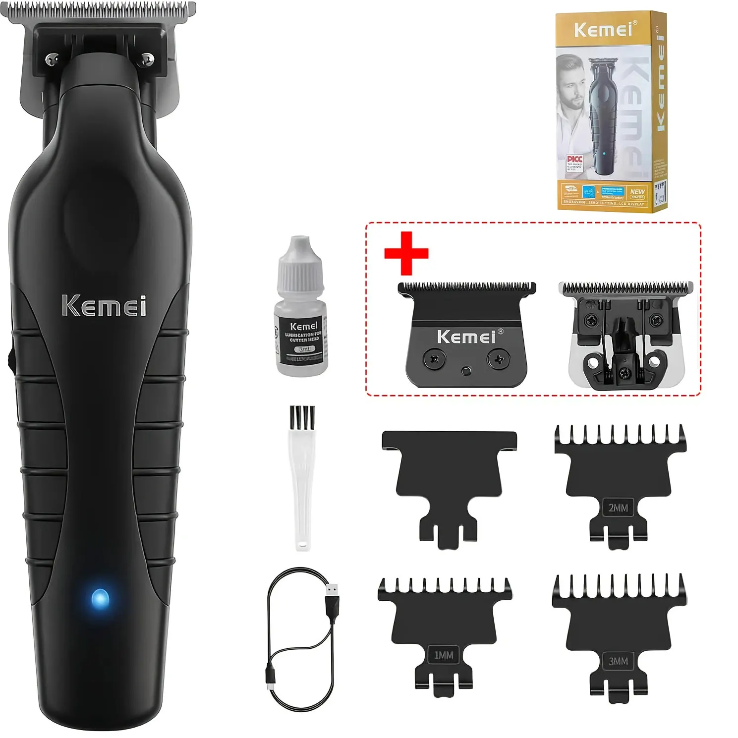 Original Zero‑Gap T‑Blade Replacement for Kemei KM‑2299 Hair Trimmer, Sharp Stainless Steel Cutter Head for Precise Hair Carving & Edge Trimming Barber Spare Parts Accessories