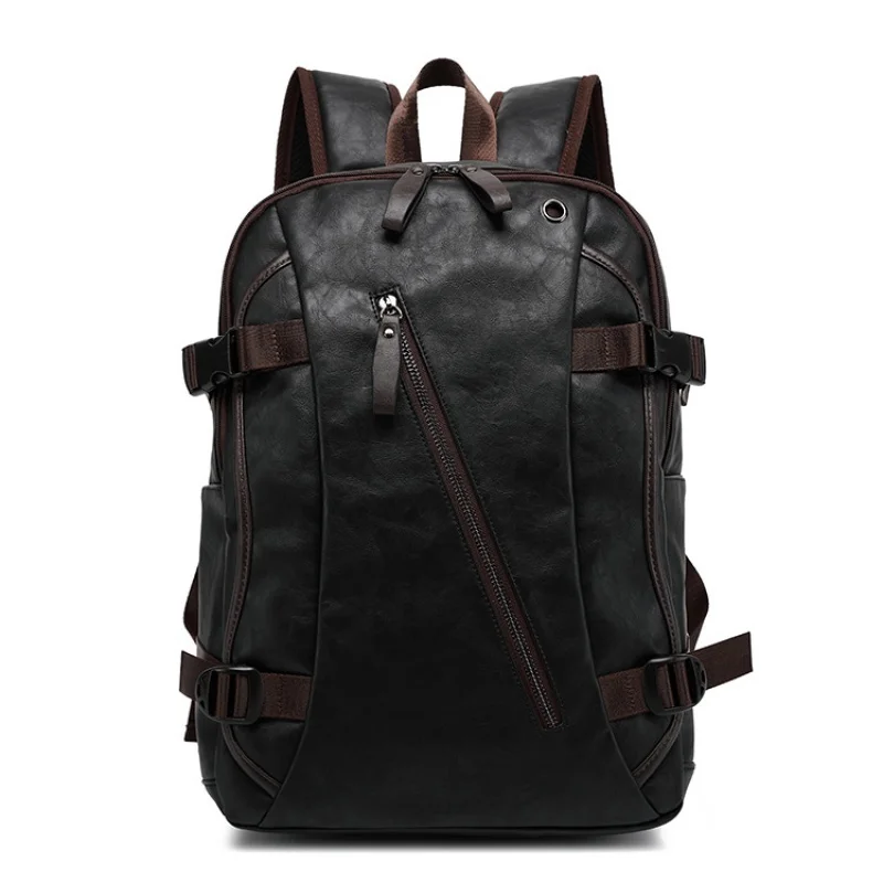 

Vintage PU leather Men's Backpack Fashion School Student Bags For Boys Large Computer Laptop Bag Man Travel Backpacks