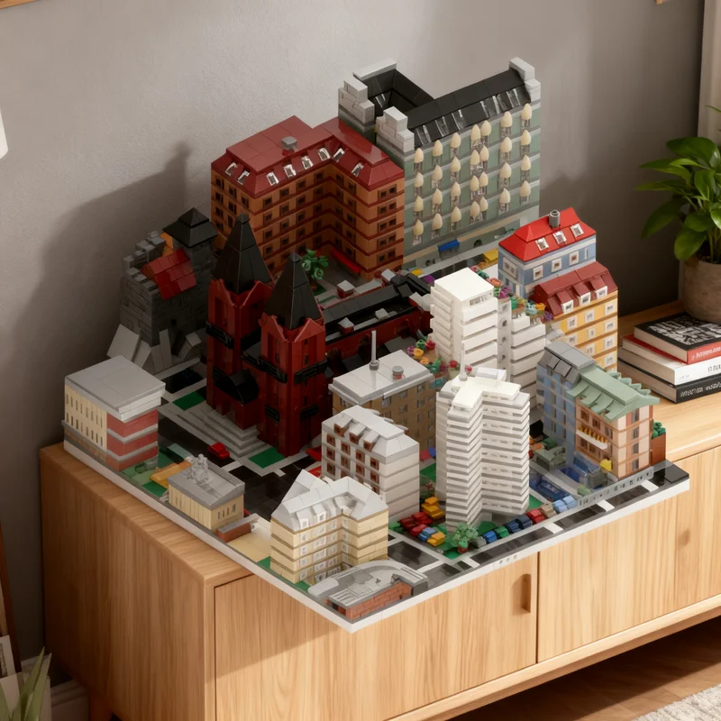 7166pcs MOC Micropolis Collection 4 16 Nice Fitting Modules Model Building Blocks Art Assemble Craft Display Idea Education