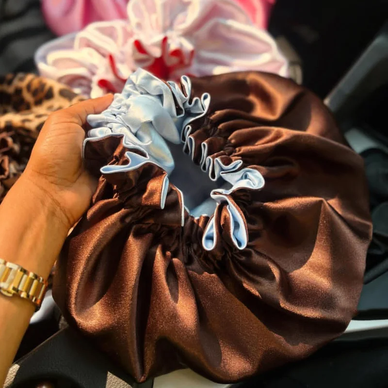 Custom Silk Bonnets Personalized Satin Sleep Cap Women Adjustable Hair Hat Beauty Night Sleeping Cap All Over Logo Customize - view 5