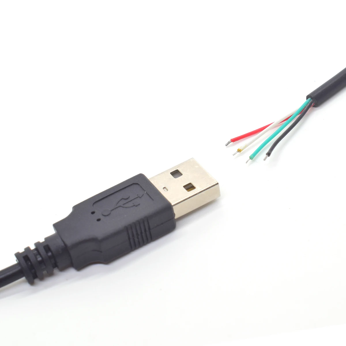 Short USB 2.0 Pigtail 4 Wire - 0.5M/1.6FT 5V/1A USB A Male 4 Pin Bare Wire Power and Data Cable for DIY